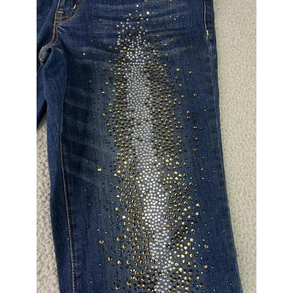 CACHE Embellished Blue Denim Jeans Bedazzled Rhinestones Women’s Size 12 y2k - Picture 3 of 15